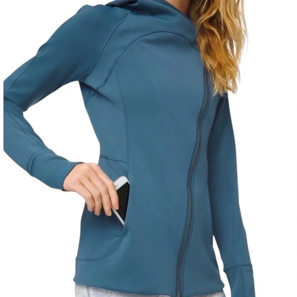 EUC Lululemon Every Journey Hoodie Spacer In Petrol Blue - Size 8 - Picture 10 of 12